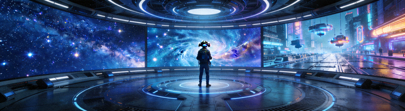 全景沉浸VR直播大厅 - 多视角虚拟现实体验，仿佛置身于浩瀚星空或未来城市之中